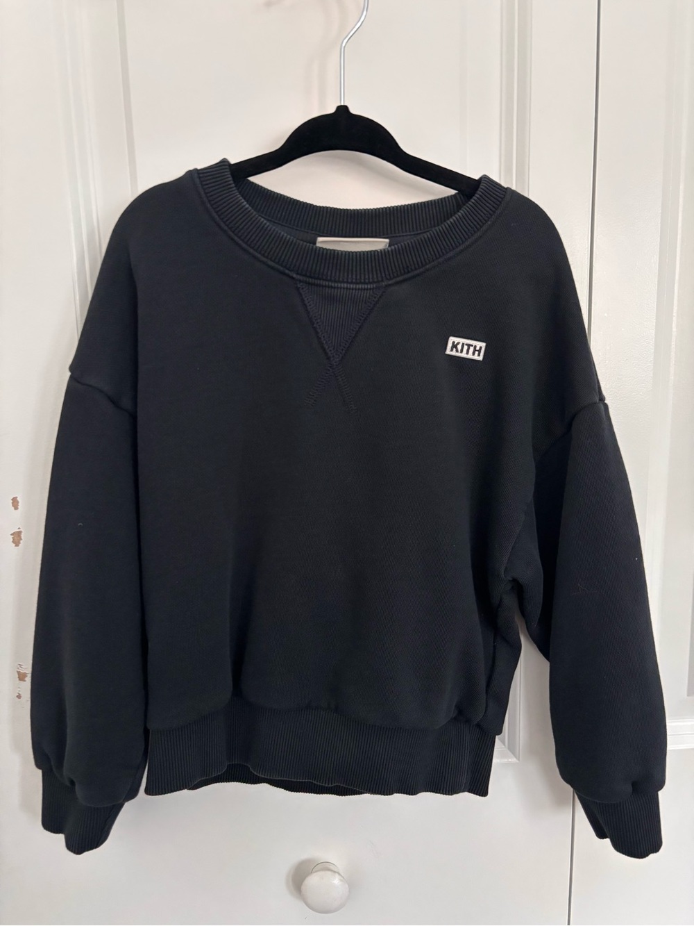 Kith kids Black Crewneck Sweatshirt with Small Logo Patch
